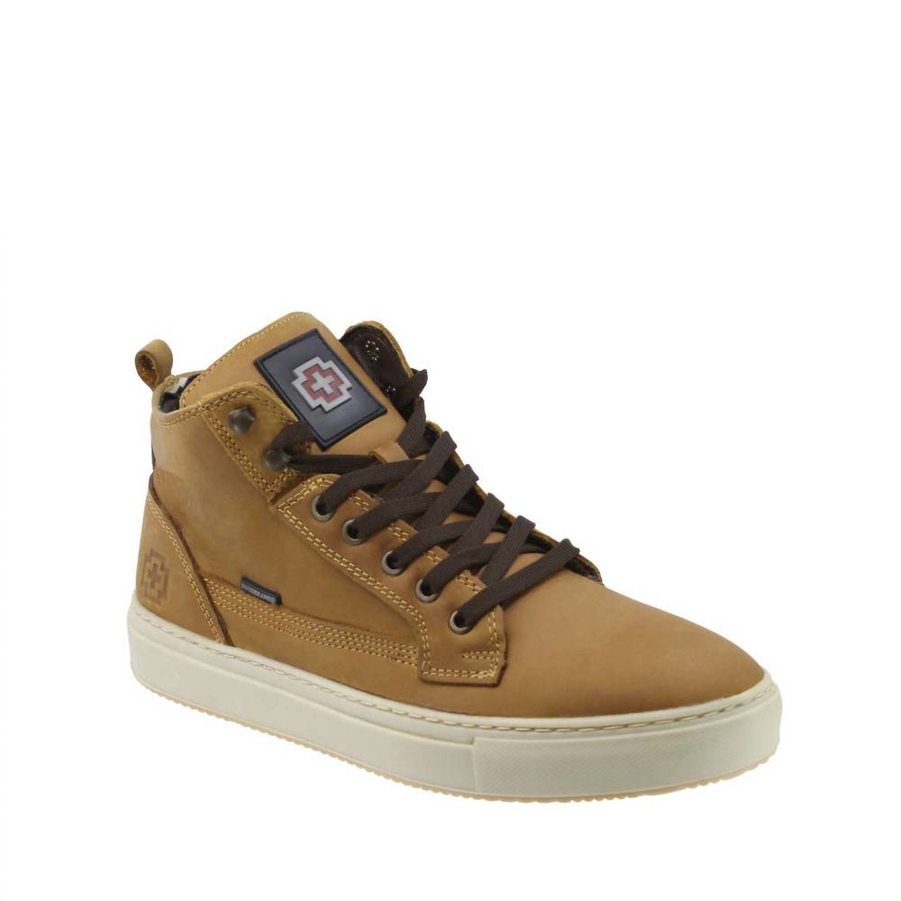NEW SWISSBRAND leather high-top sneakers in honey